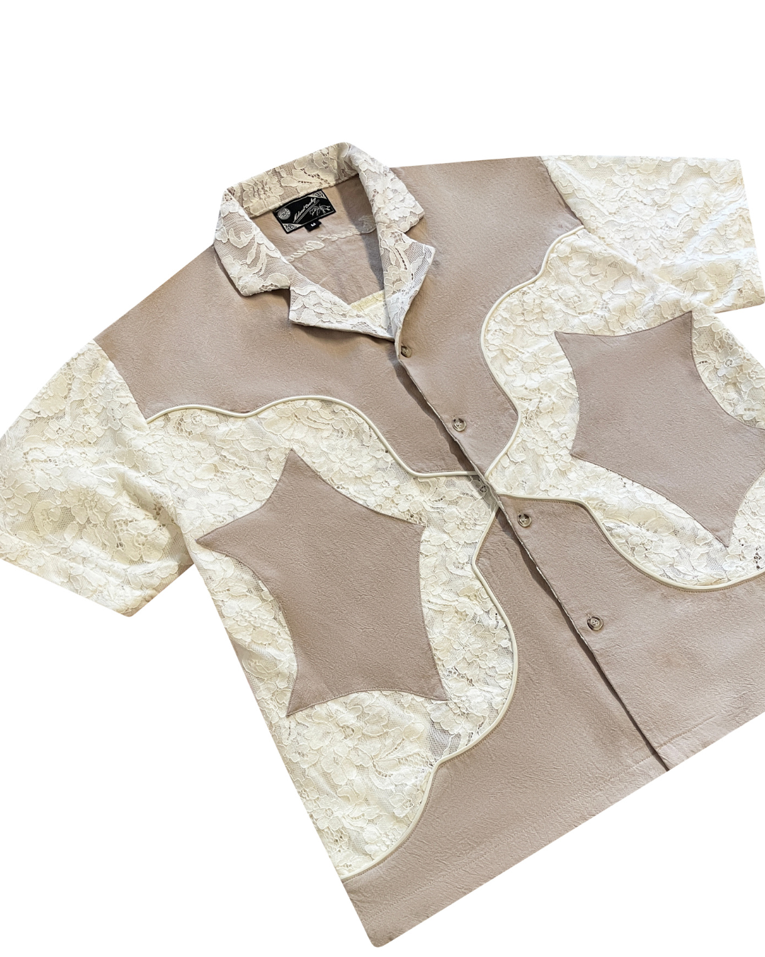 Lace Button Up, Coffee & Cream