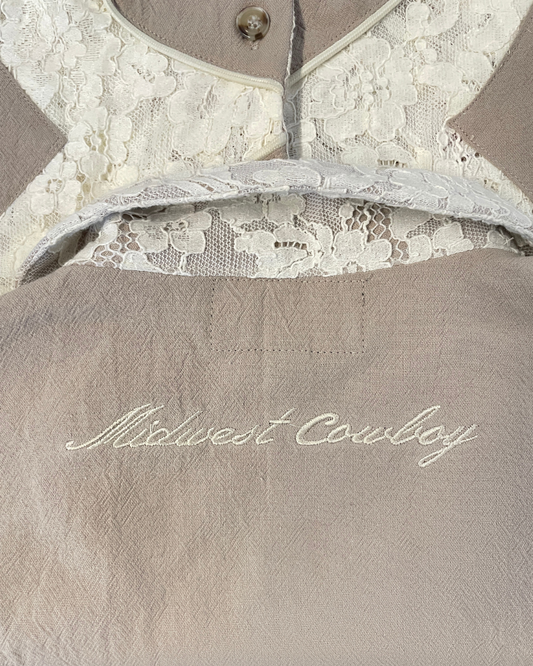 Lace Button Up, Coffee & Cream