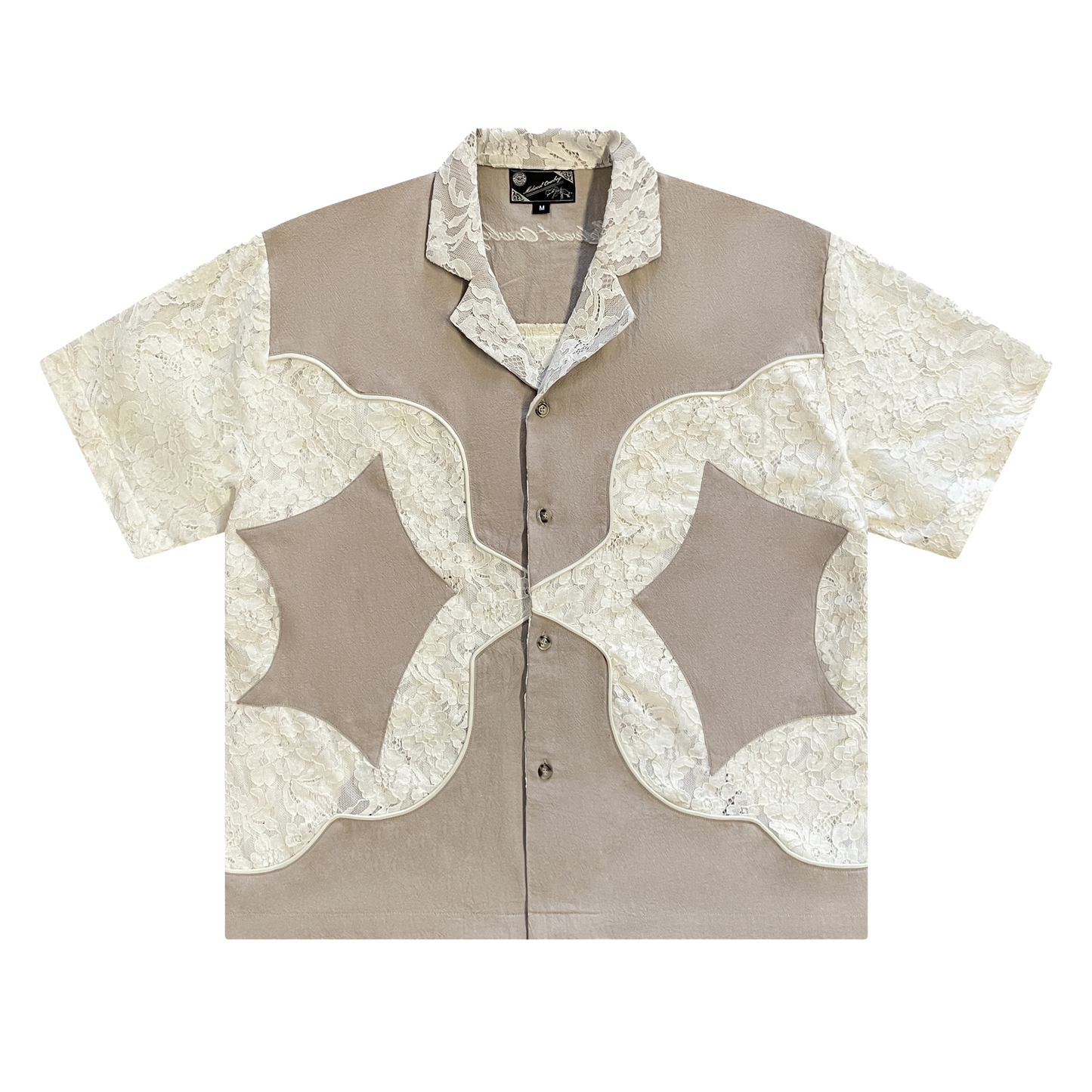 Lace Button Up, Coffee & Cream