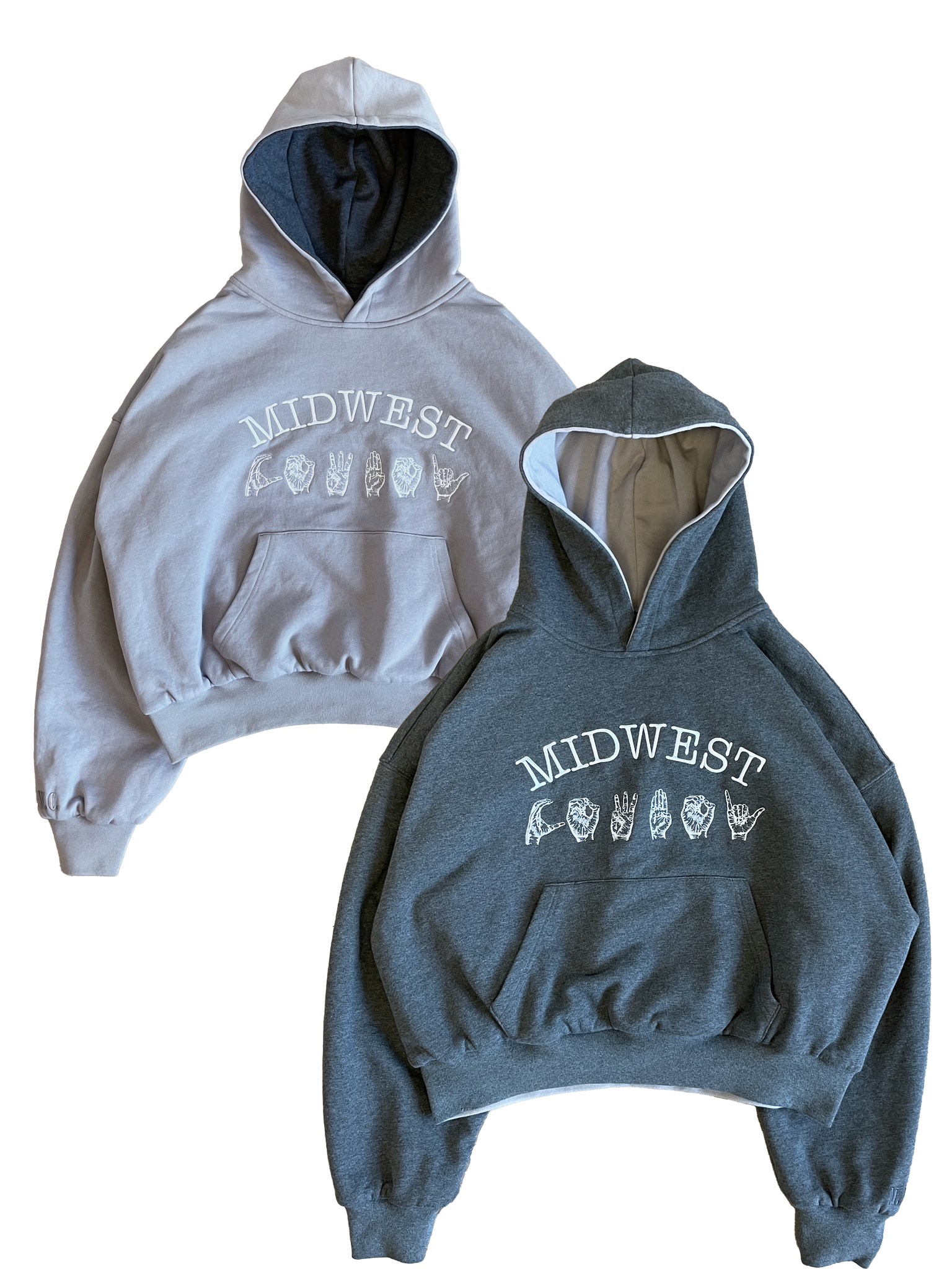 ASL Reversible Hoodie Heather Charcoal and Grey Midwest Cowboy