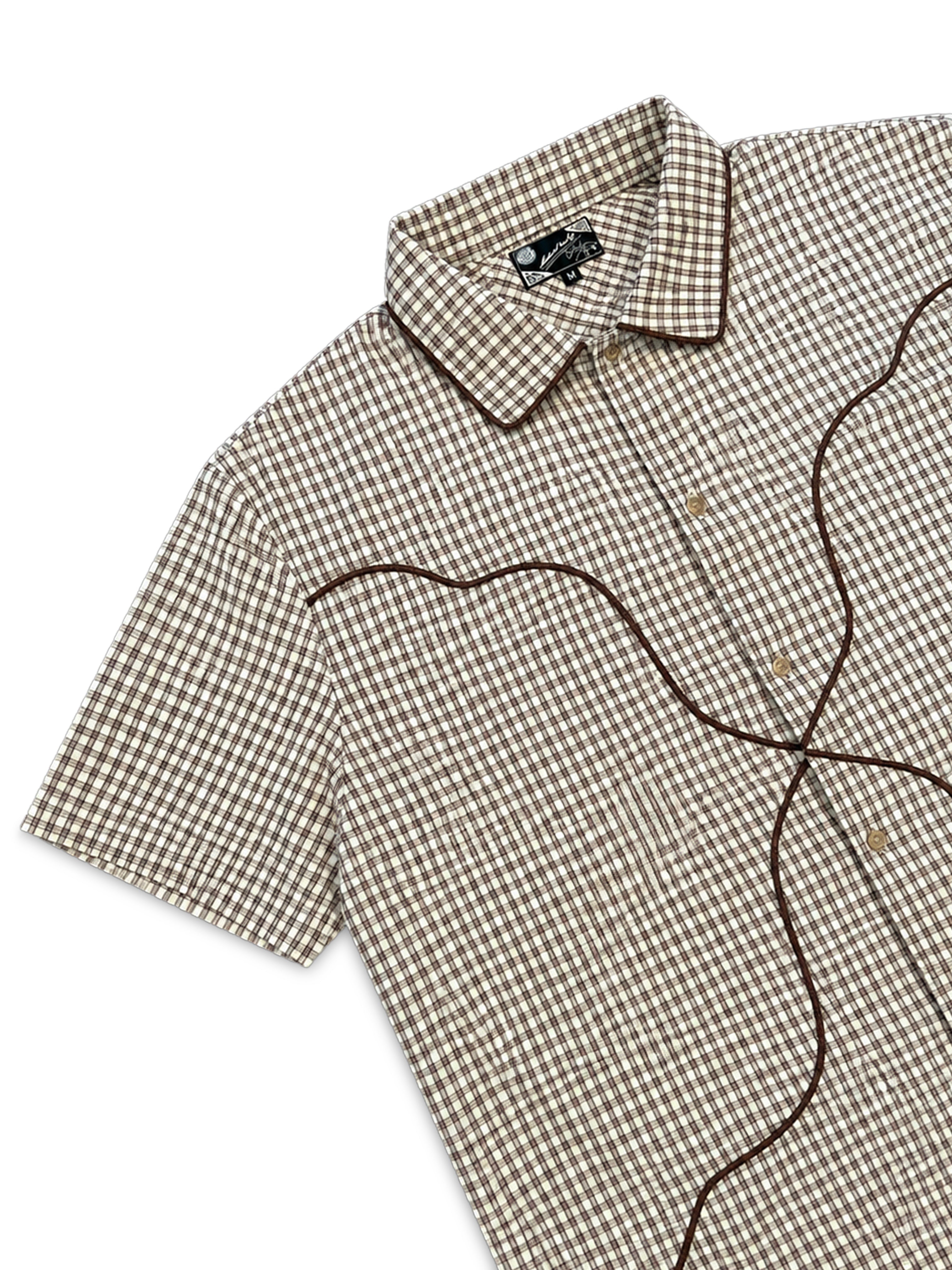 Checkered Button Up, Driftwood Brown