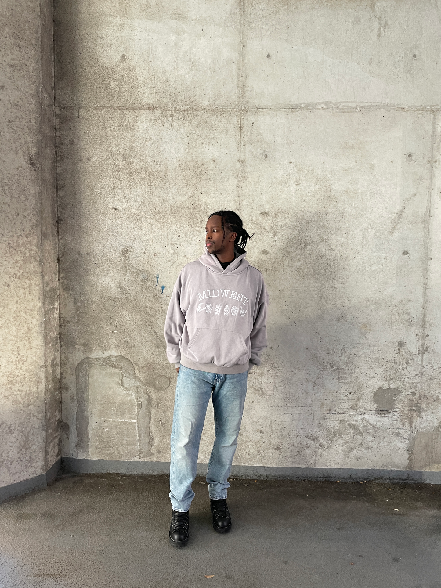 ASL Reversible Hoodie, Heather Charcoal and Grey