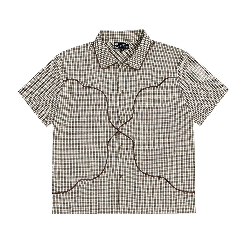 Checkered Button Up, Driftwood Brown