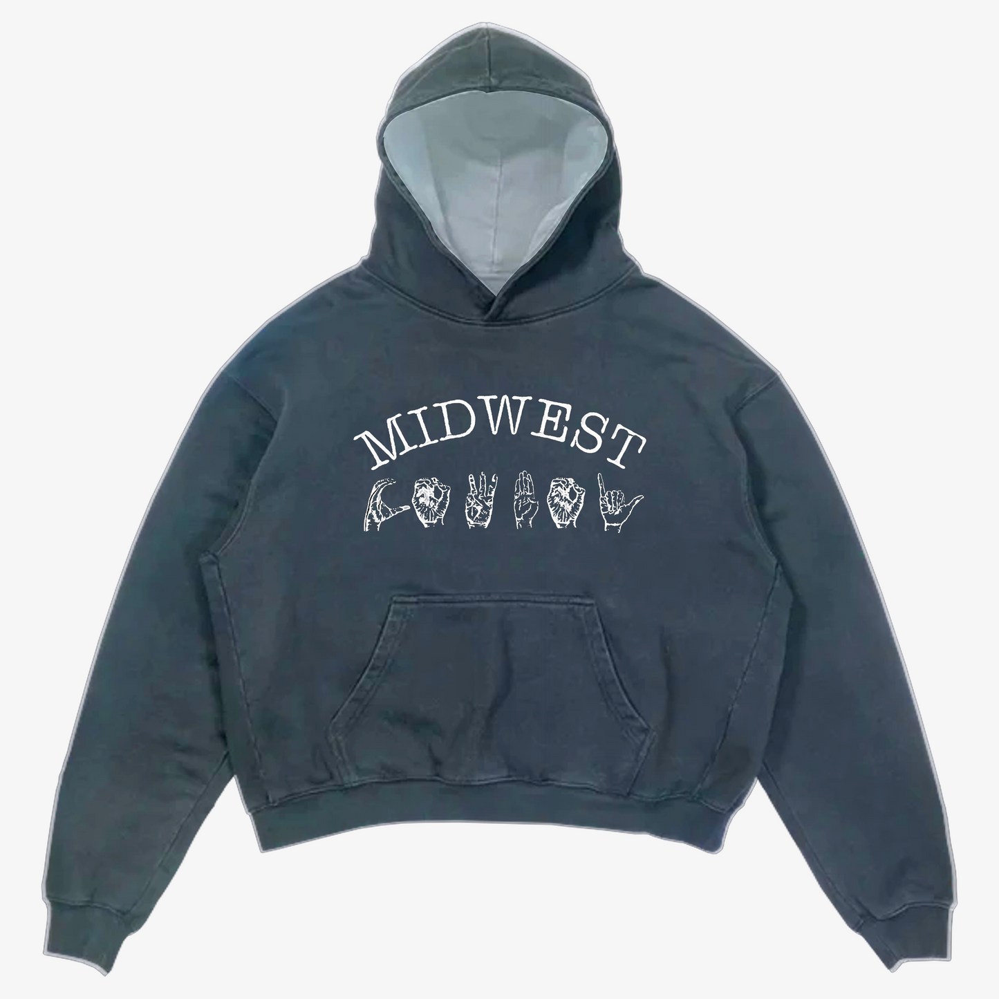 ASL Reversible Hoodie, Heather Charcoal and Grey