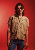 Checkered Button Up, Driftwood Brown