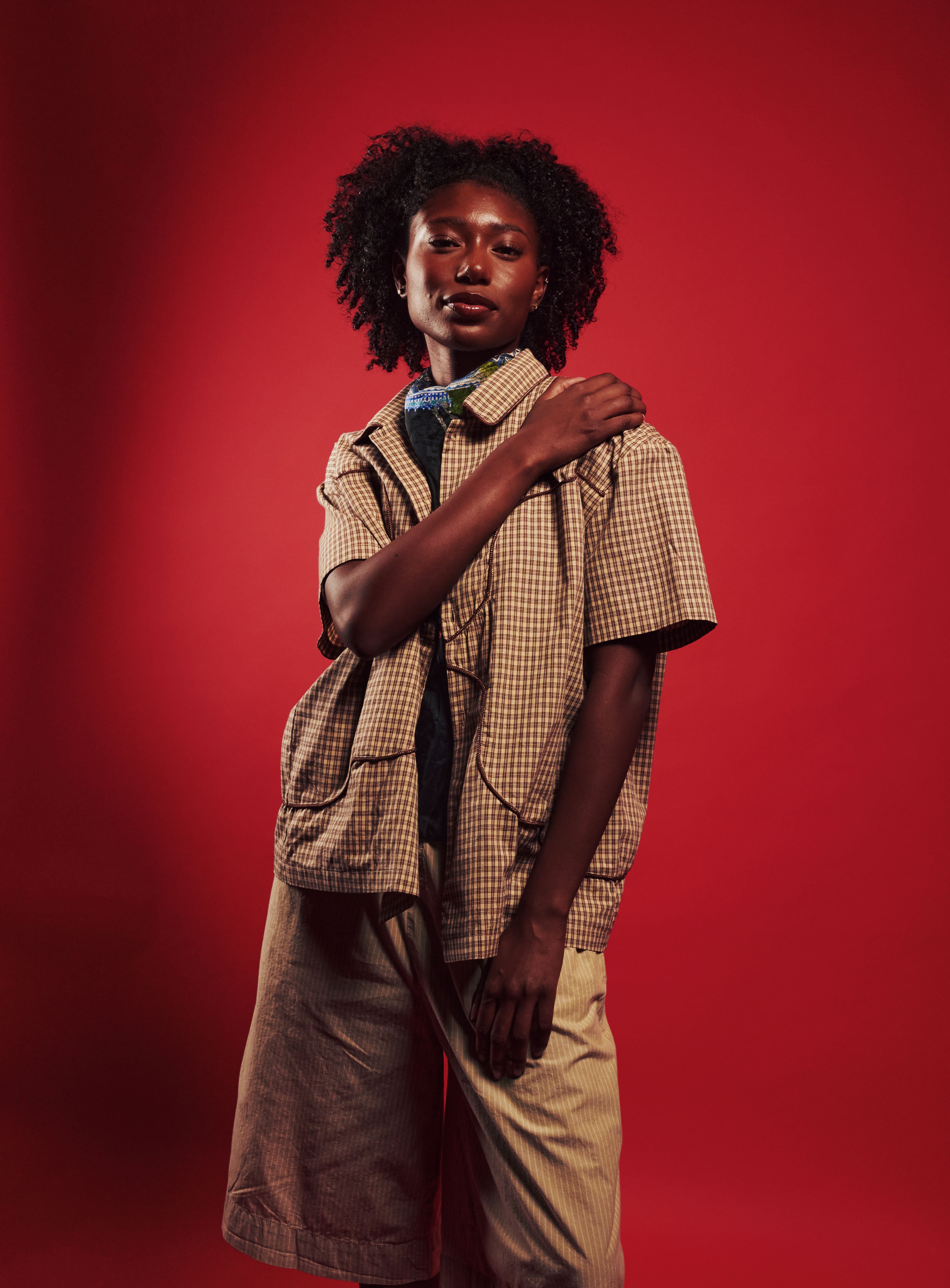Checkered Button Up, Driftwood Brown