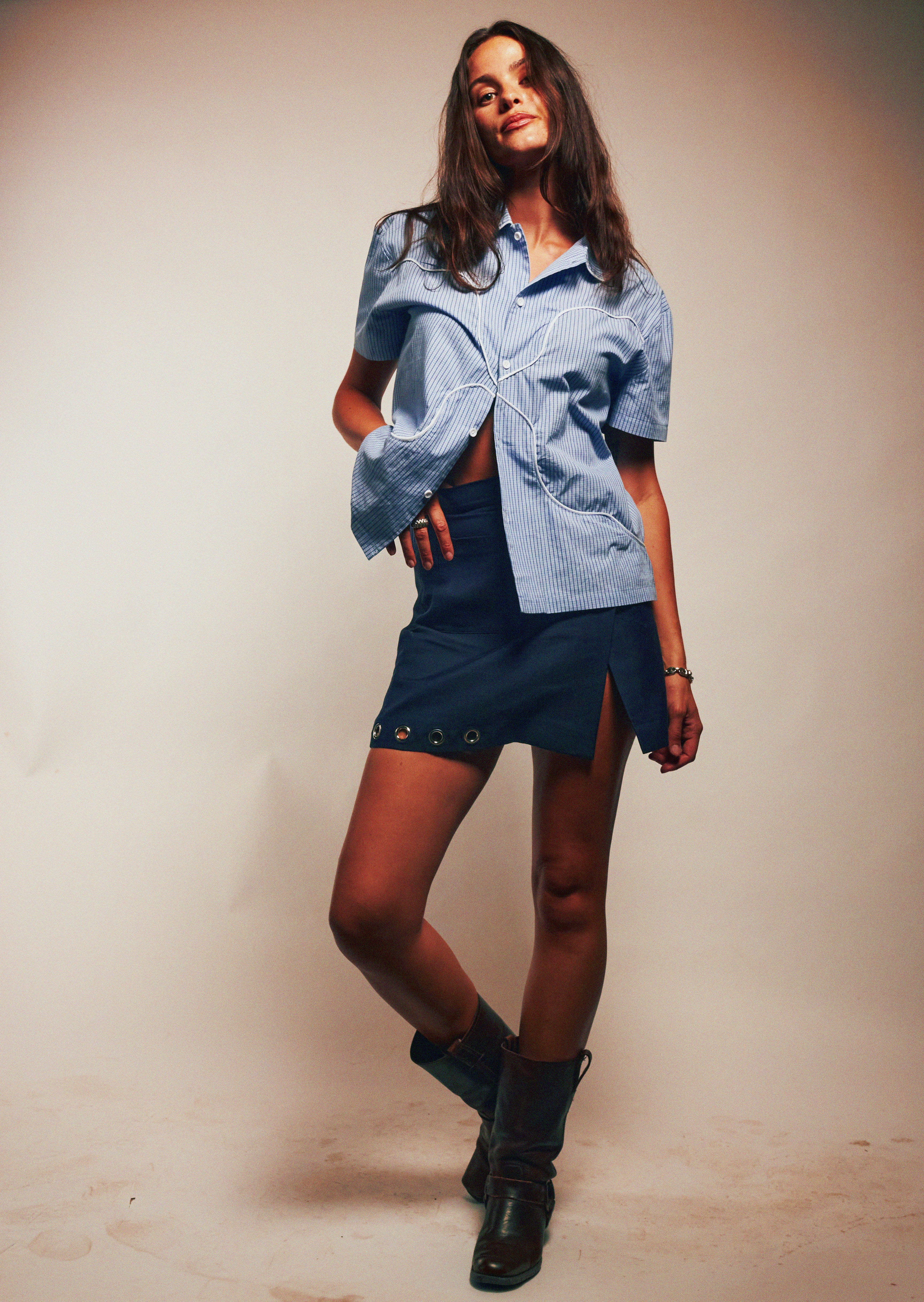 Checkered Button Up, Daybreak Blue