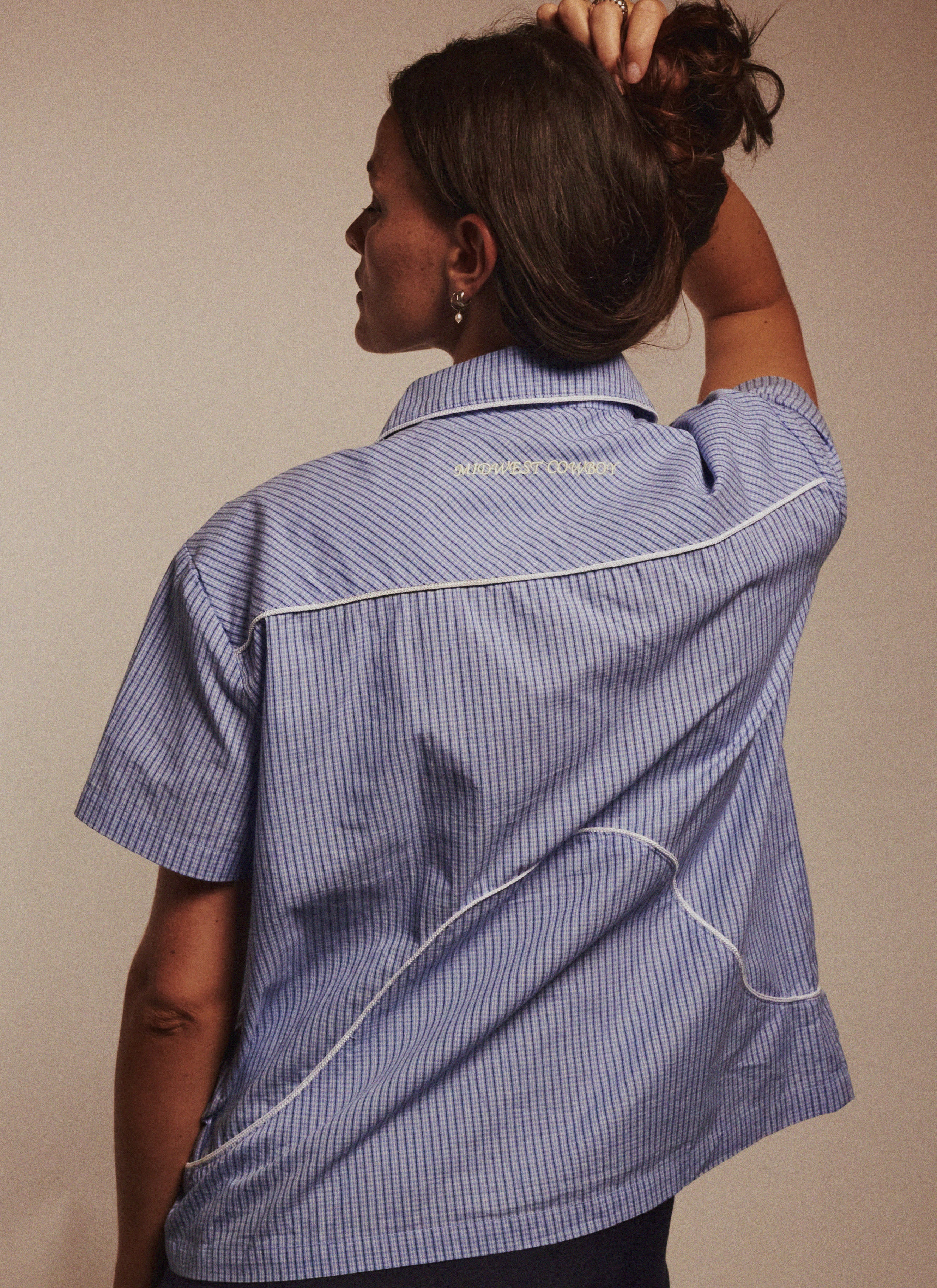 Checkered Button Up, Daybreak Blue