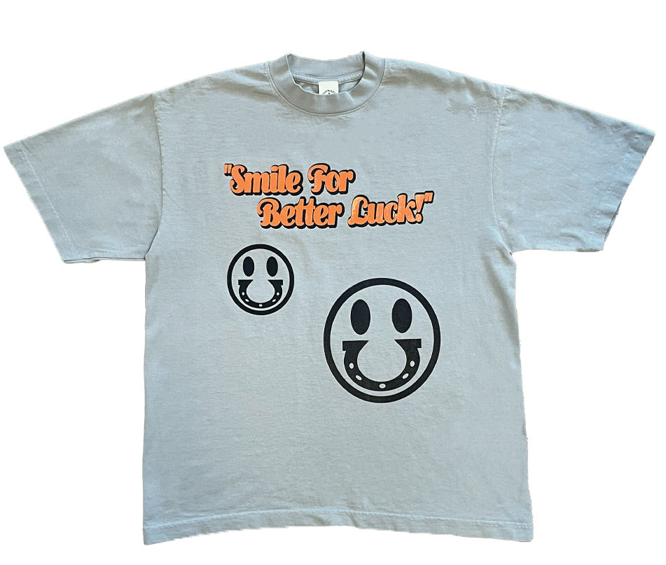 SMILE FOR BETTER LUCK Tee, Sage Green